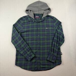 Aeropostale Plaid Hooded Flannel Shirt Men’s L